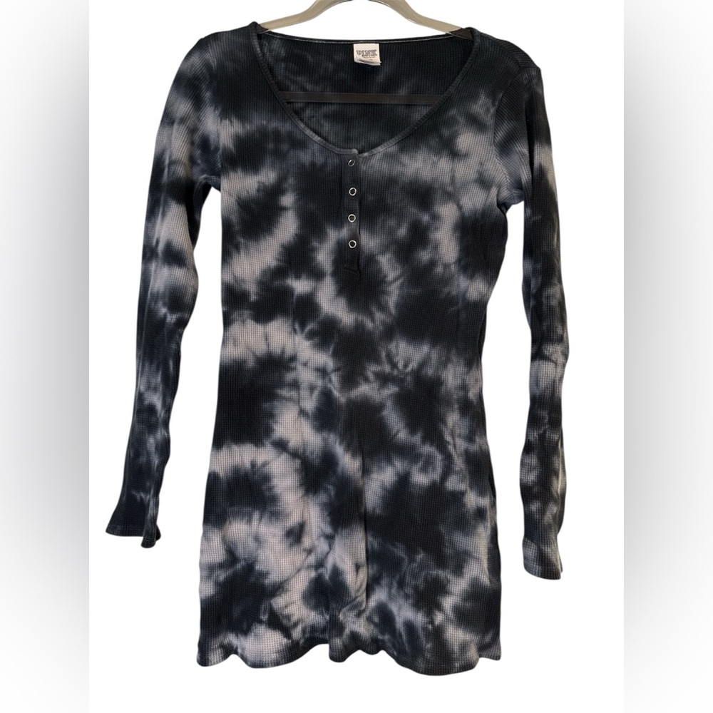 Victoria's Secret PINK tie-dye thermal long-sleeve henley dress